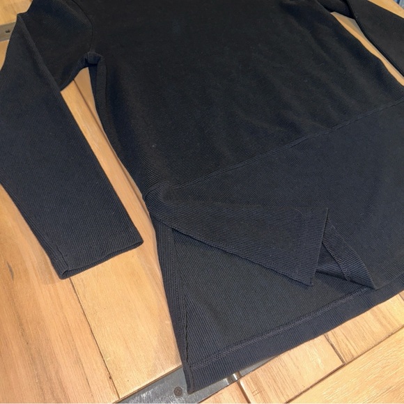 Lands End M EUC Black Ribbed Longline Tunic Pullover Stretch Cotton Knit - Picture 5 of 7